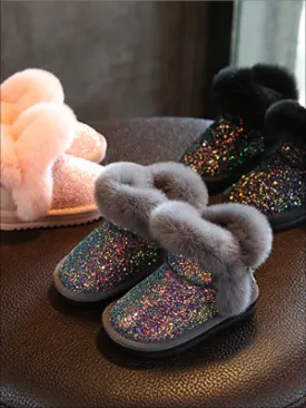 Sparkle Furry Ankle Boots By Liv and Mia