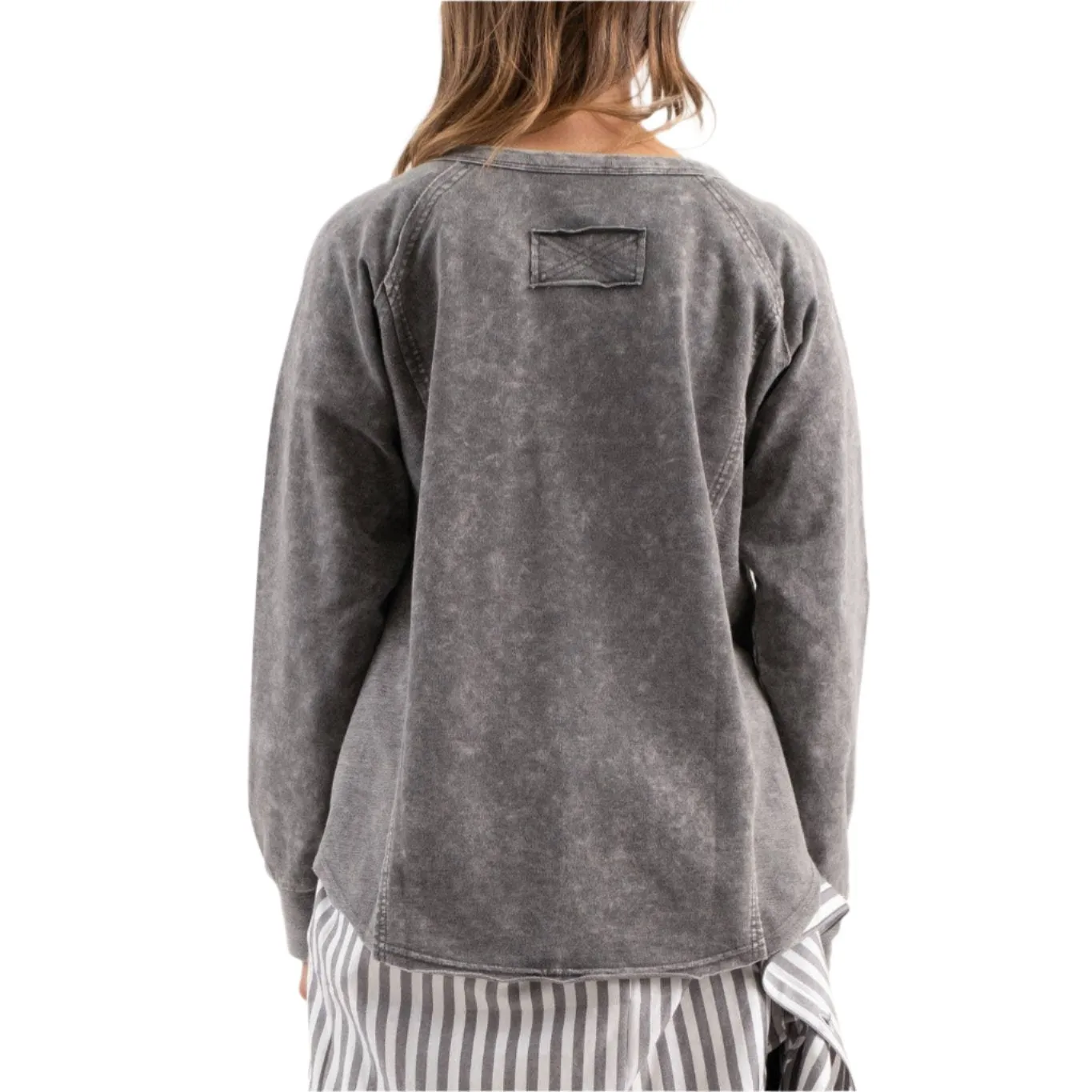 Acid Wash Gray Henley Top