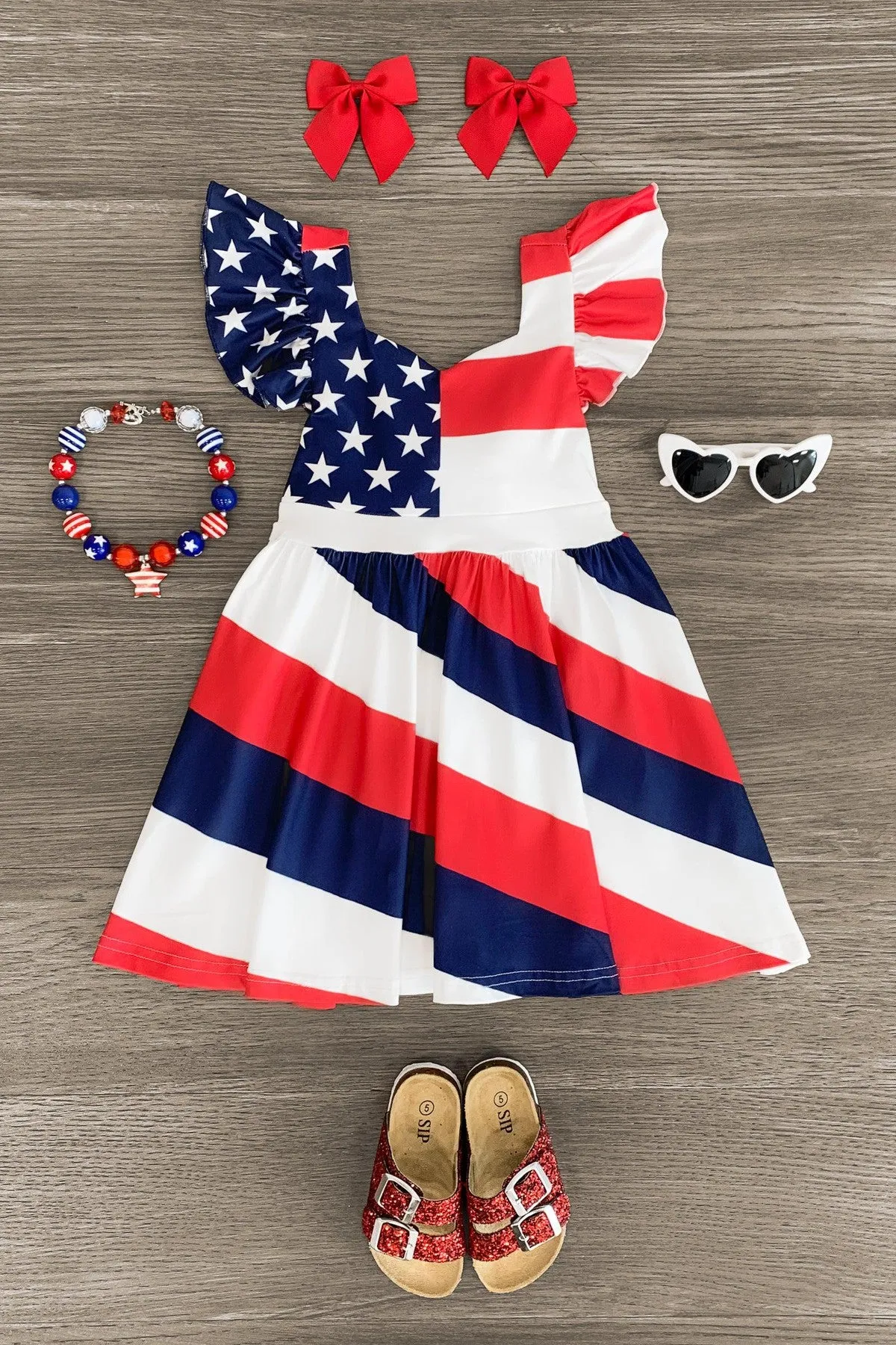 American Flag Halter Tie Dress