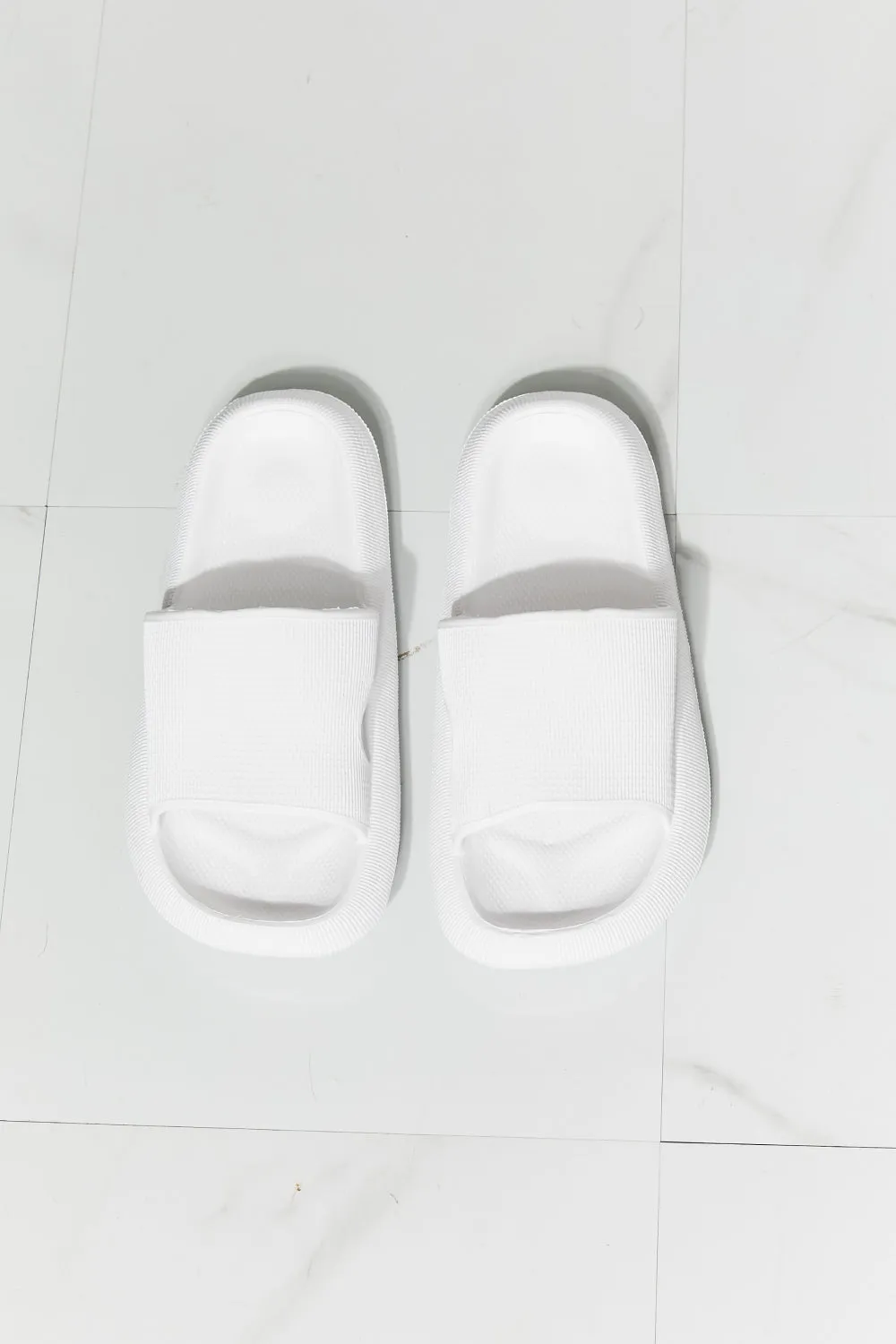 Arms Around Me Open Toe Slide in White