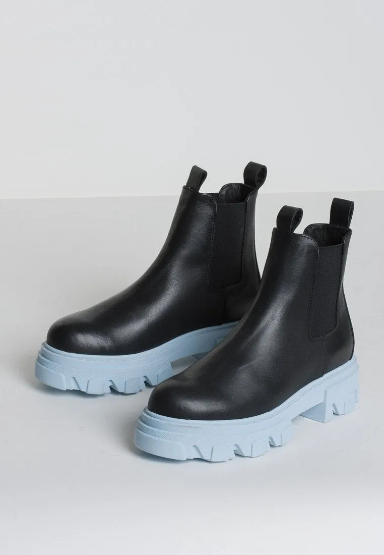 Asta Black Sky Leather Chelsea Boots