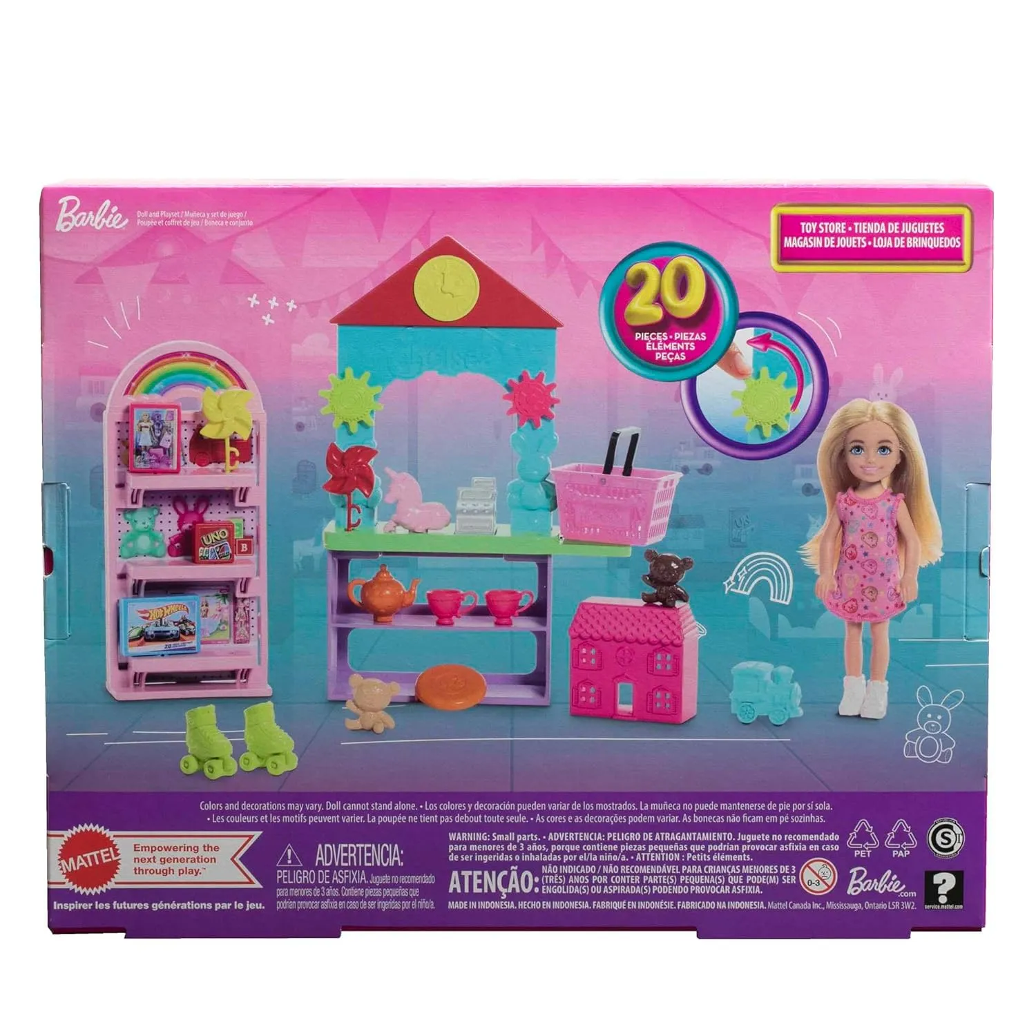 Barbie Chelsea Can Be Toy Store Playset with Small Blonde Doll, Counter & Display Furniture & 15 Accessories for Kids Ages 3 