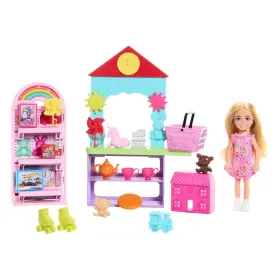 Barbie Chelsea Can Be Toy Store Playset with Small Blonde Doll, Counter & Display Furniture & 15 Accessories for Kids Ages 3 