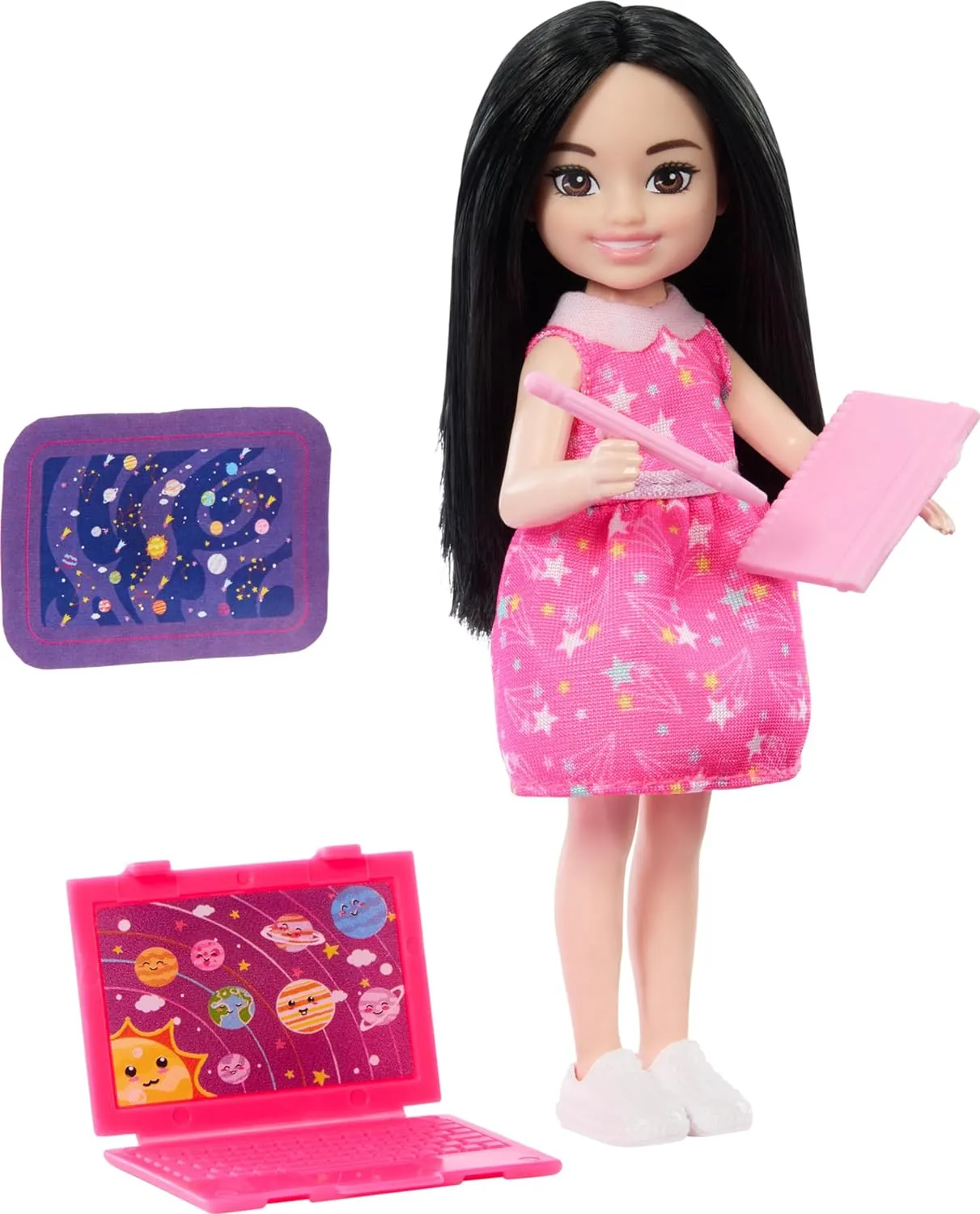 Barbie Toys, Chelsea Doll & Accessories Astronomer Set, Career Brunette Small Doll with 5 Science-Themed Pieces Including a Telescope