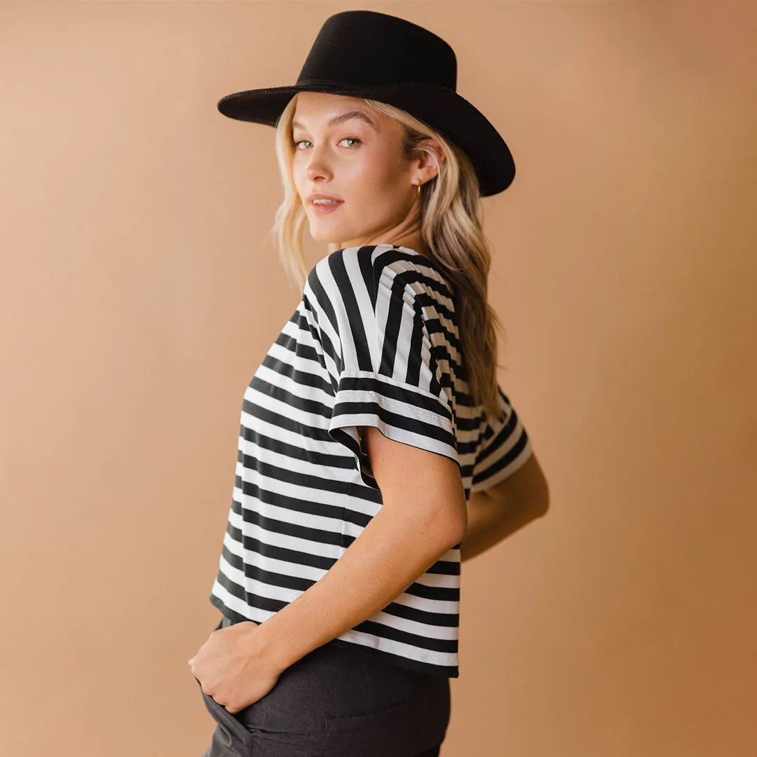 Boxy Tee, Chunky Black Stripe