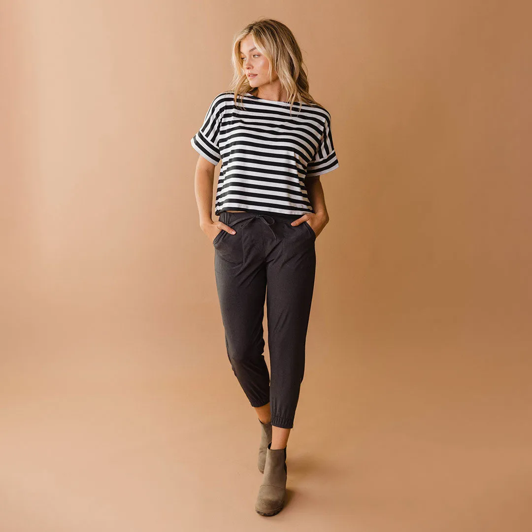 Boxy Tee, Chunky Black Stripe