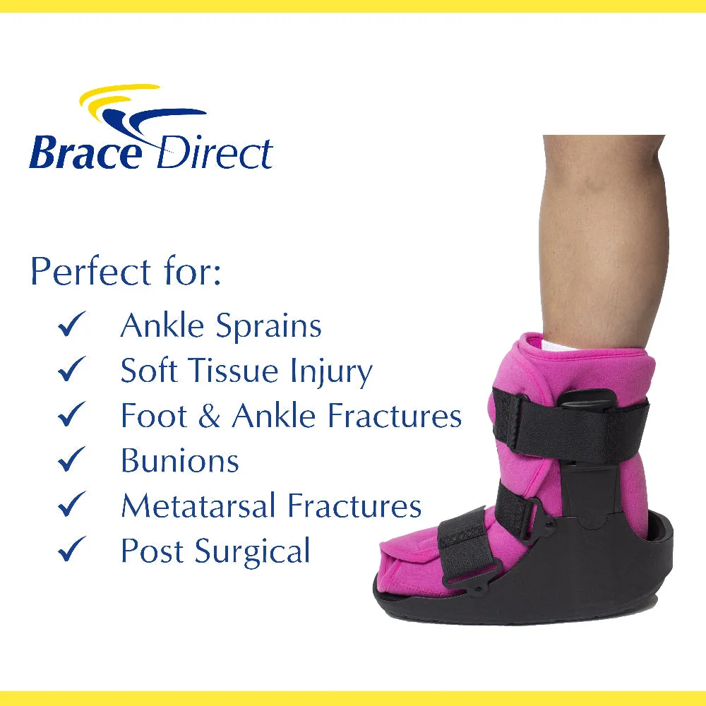 Brace Direct Womens Short Air Walker Boot with Pink Liner