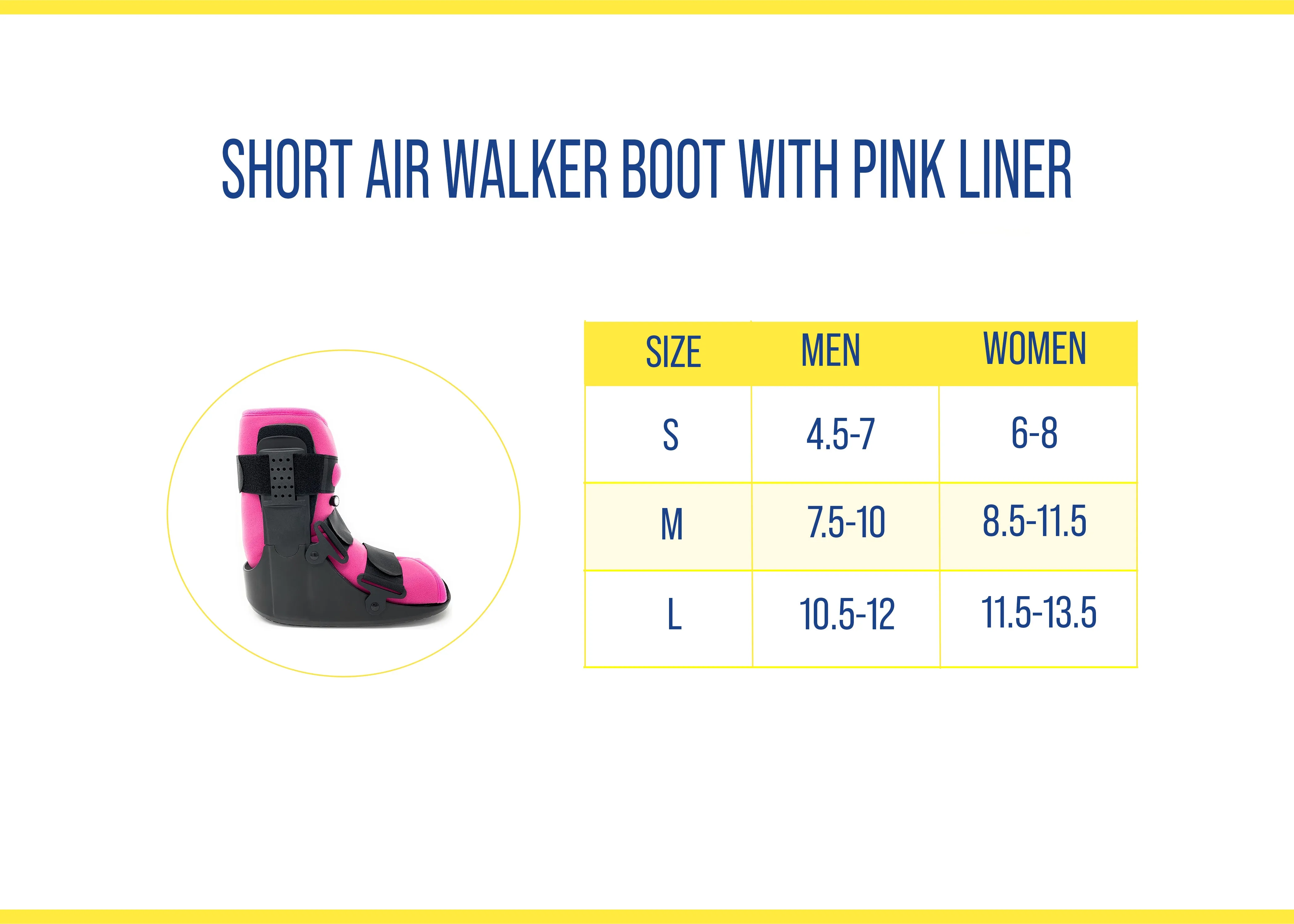 Brace Direct Womens Short Air Walker Boot with Pink Liner