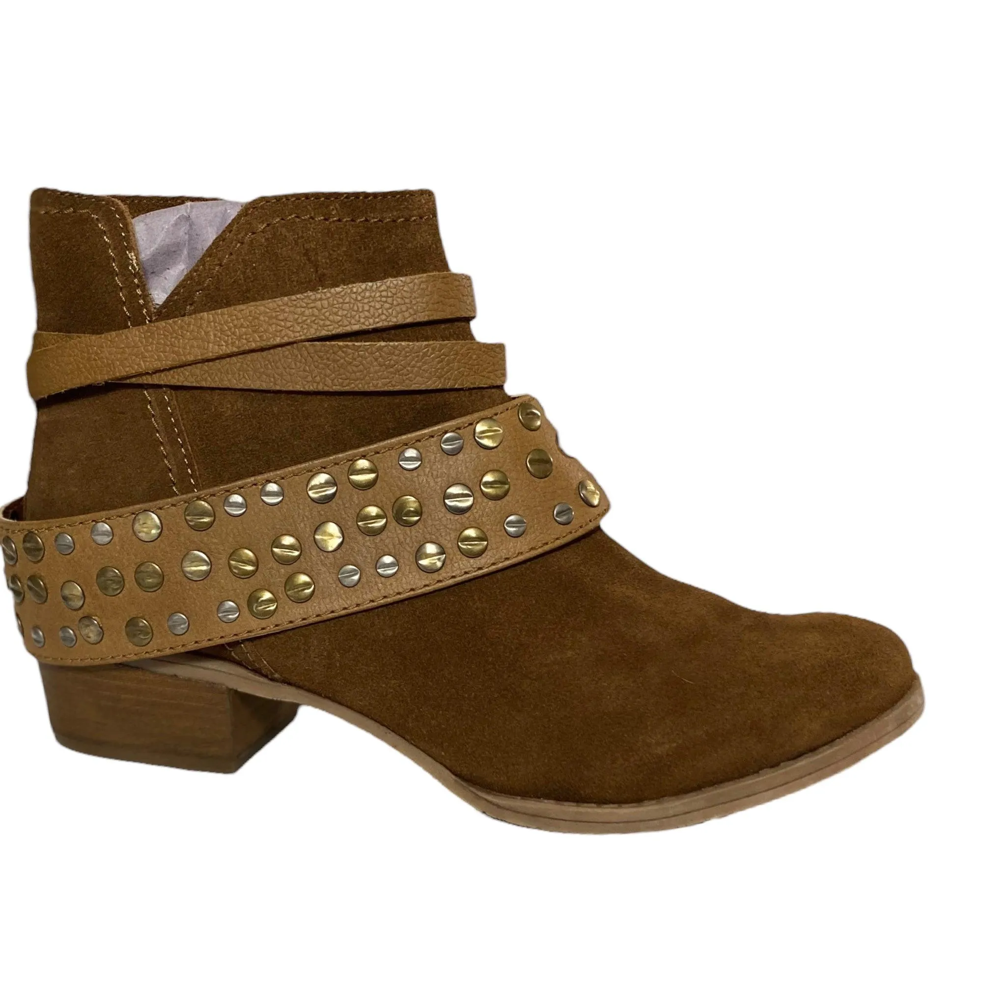 Brown Leather Ankle Studded Boots