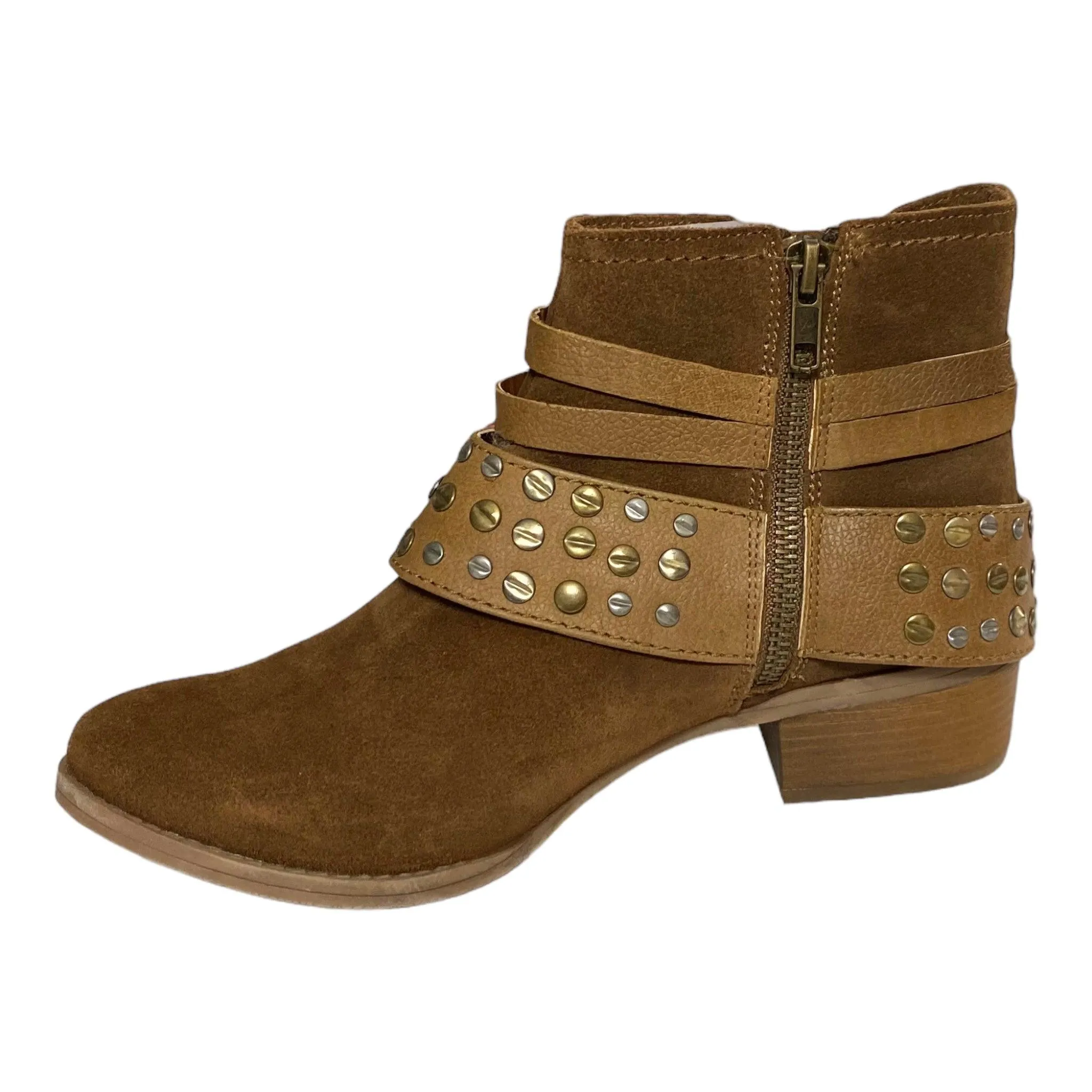 Brown Leather Ankle Studded Boots