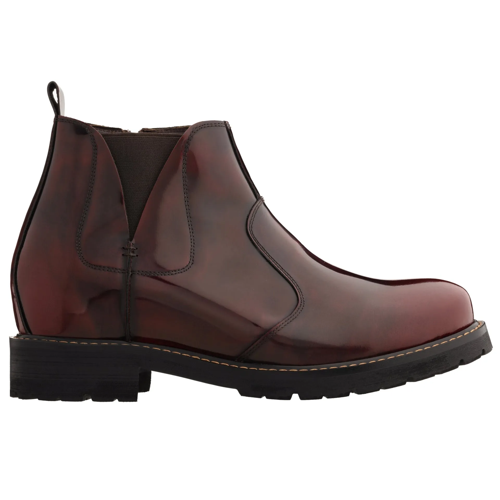 CALTO - K8994 - 3.6 Inches Taller (Cordovan) - Patent Leather Boot