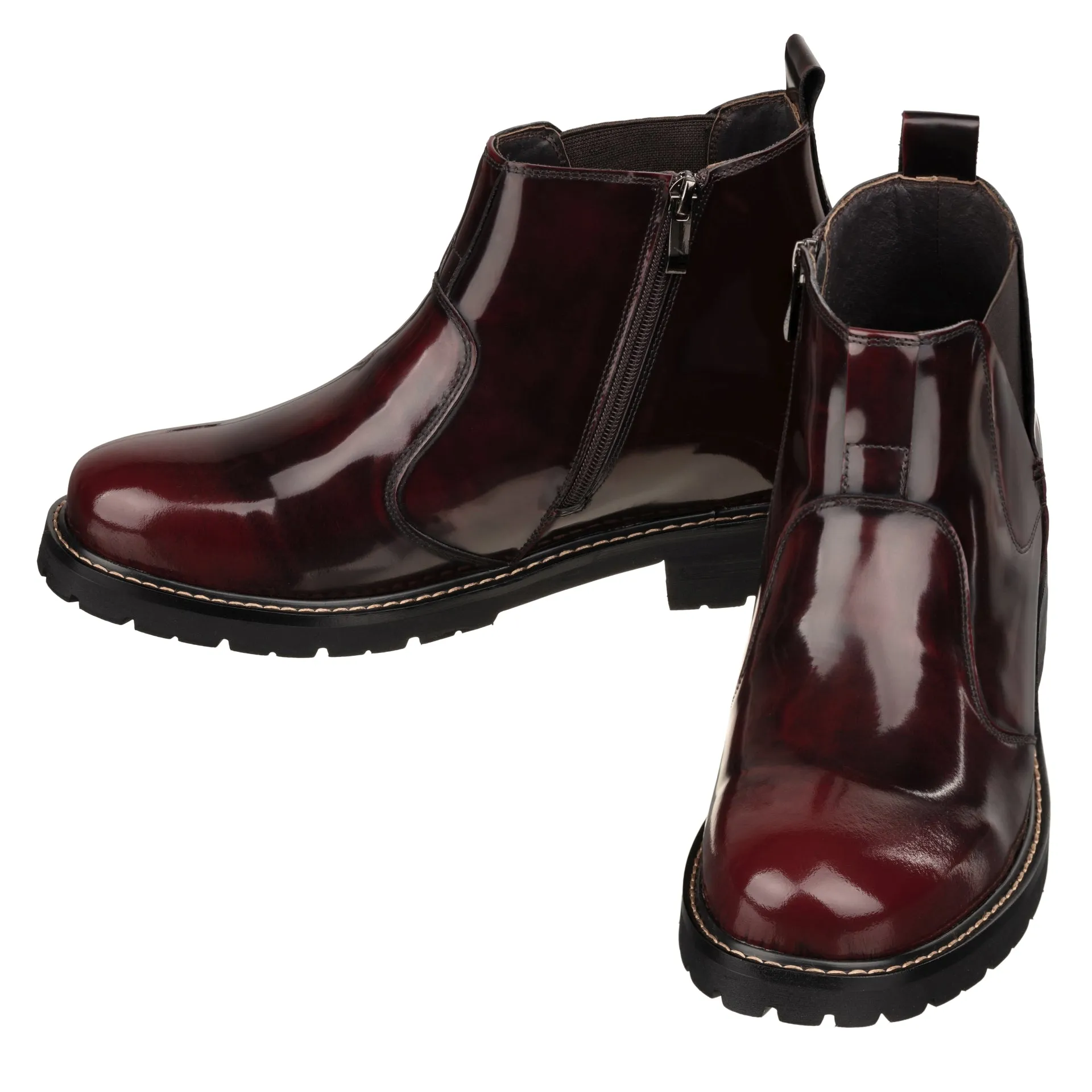 CALTO - K8994 - 3.6 Inches Taller (Cordovan) - Patent Leather Boot