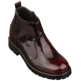 CALTO - K8994 - 3.6 Inches Taller (Cordovan) - Patent Leather Boot