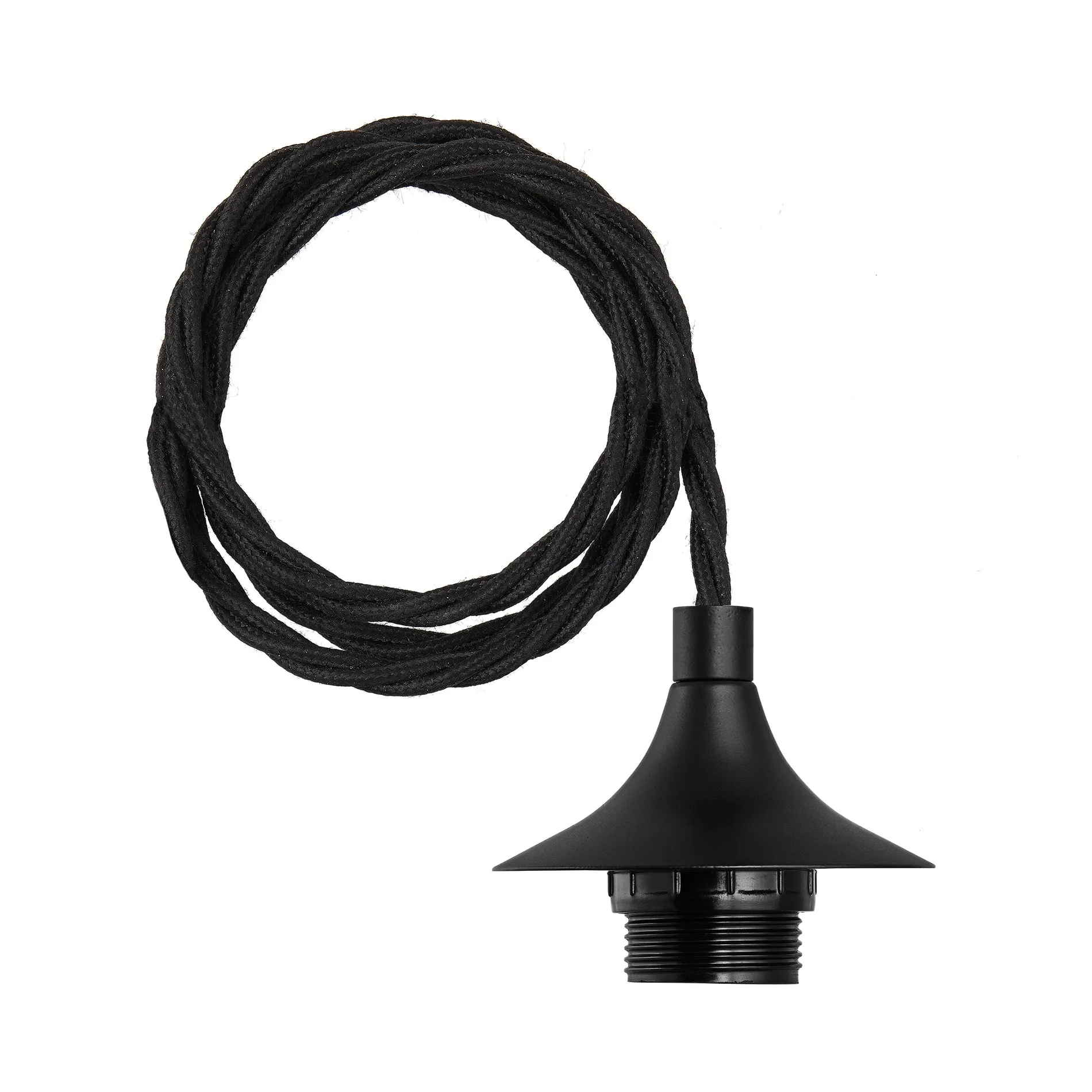 Chelsea Cord Set ES E27 Bulb Holder - Fabric Flex - Black - 2m - Without Ceiling Rose