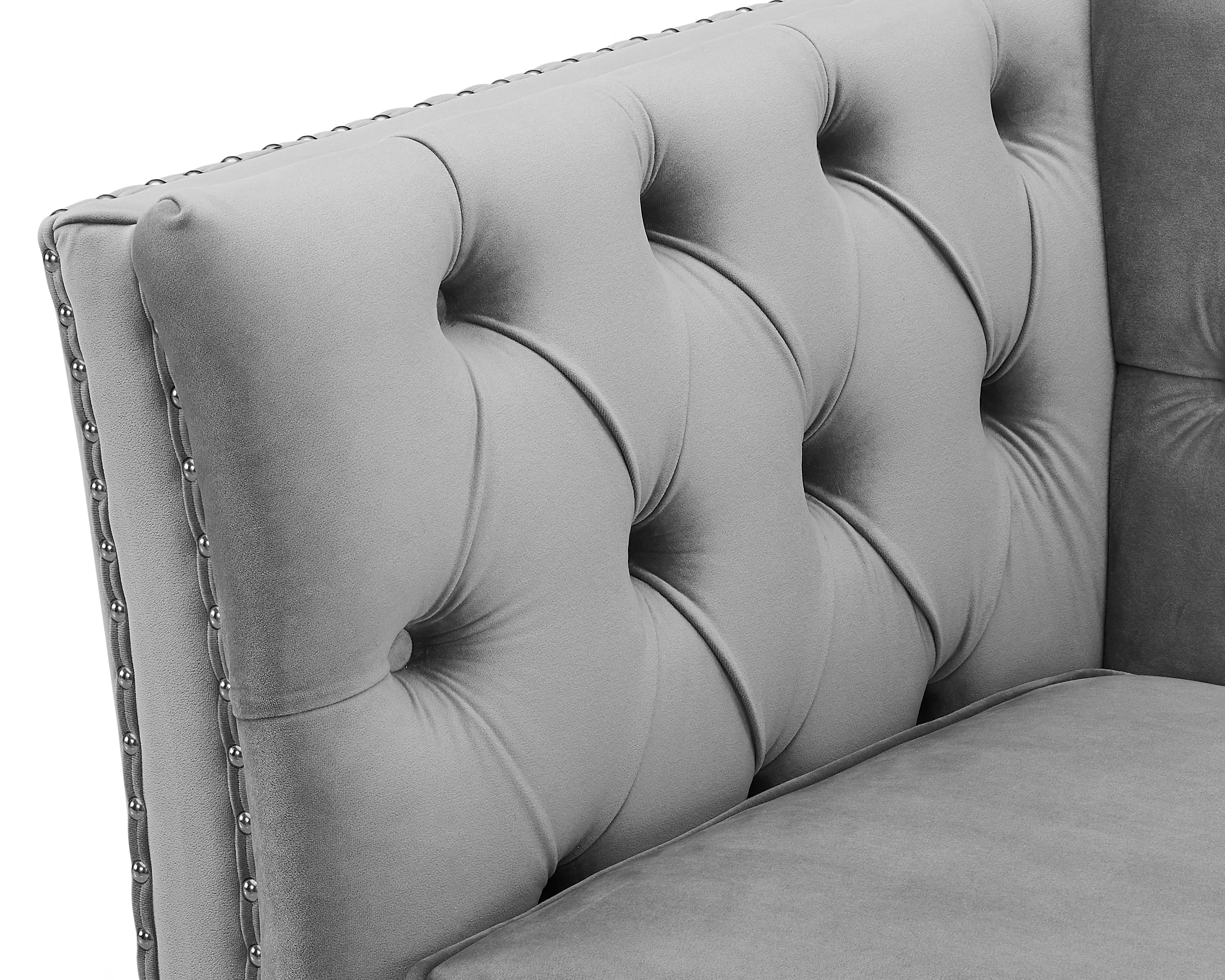 Chelsea Velvet Fabric 2 Seater Sofa, Light Grey