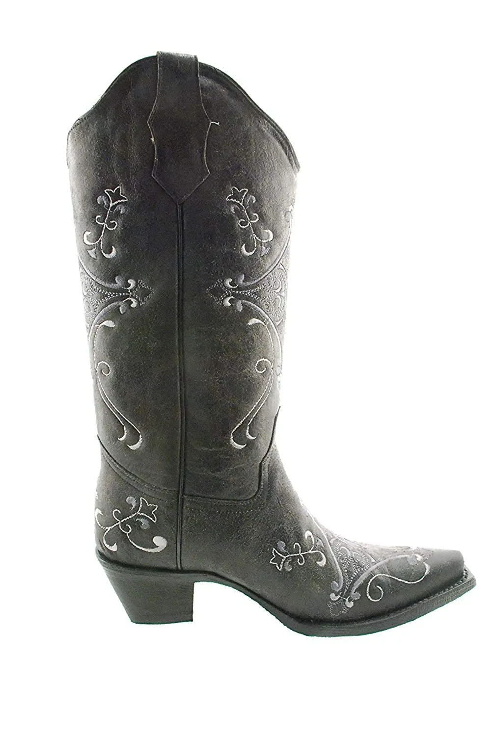 CORRAL Women's Circle G Crackle Scroll Bone Embroidered Western Boot