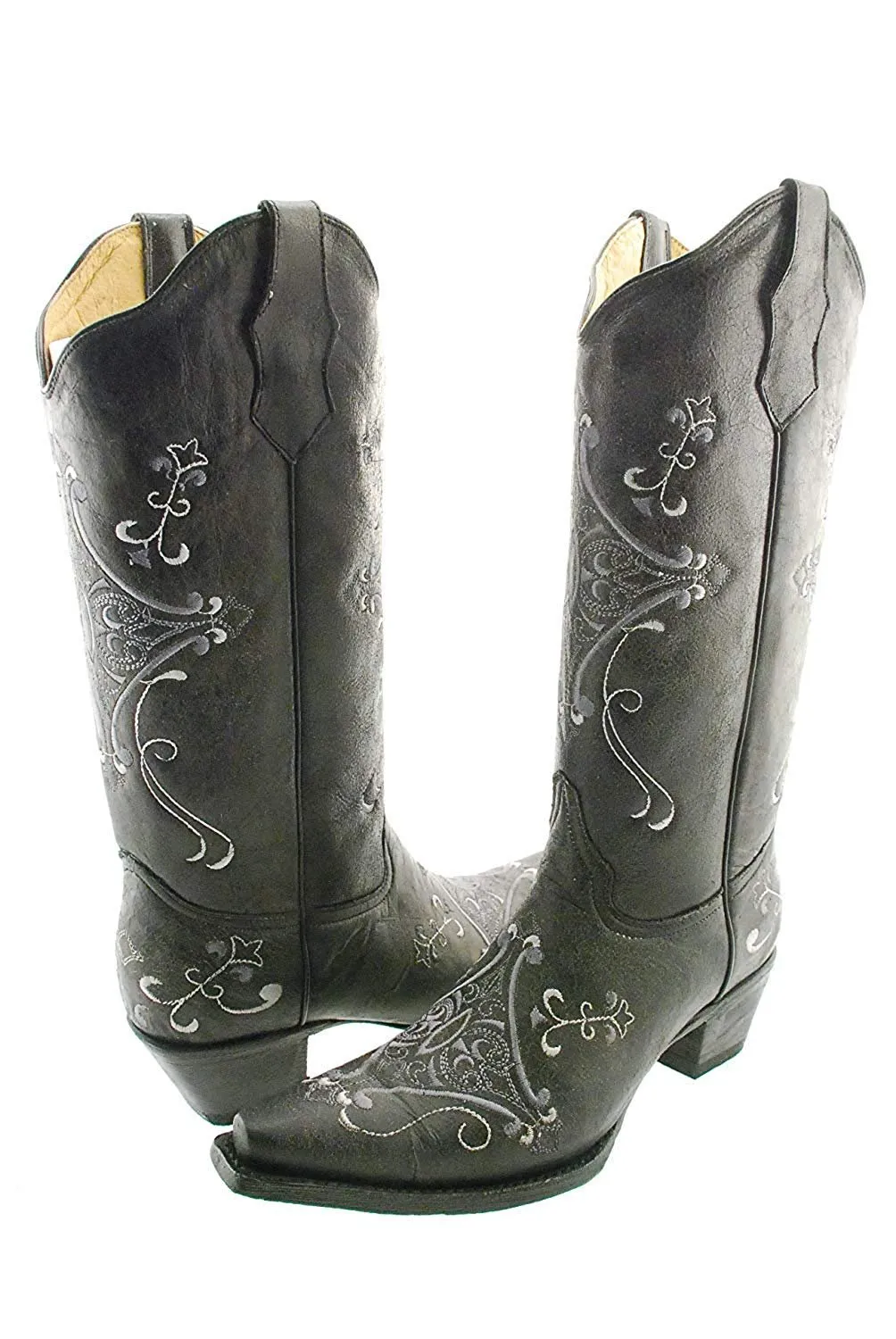 CORRAL Women's Circle G Crackle Scroll Bone Embroidered Western Boot