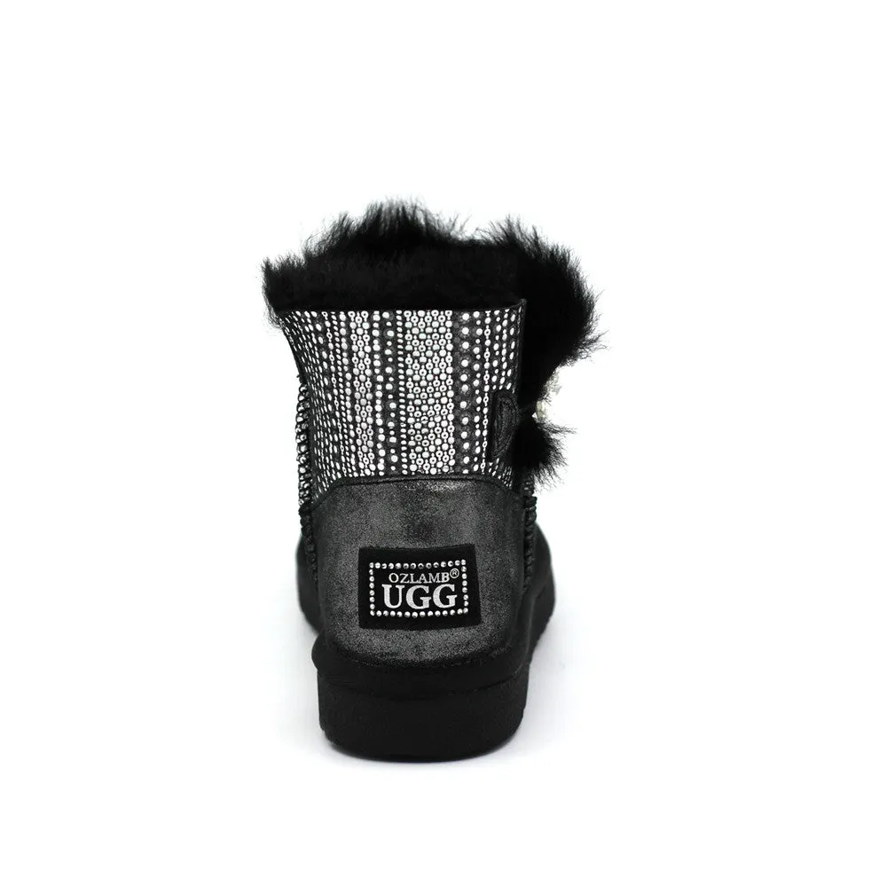 Crystal Dot Short Ugg Boot - Black