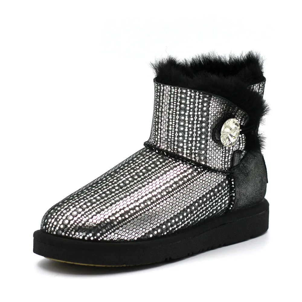 Crystal Dot Short Ugg Boot - Black