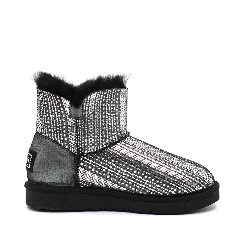 Crystal Dot Short Ugg Boot - Black