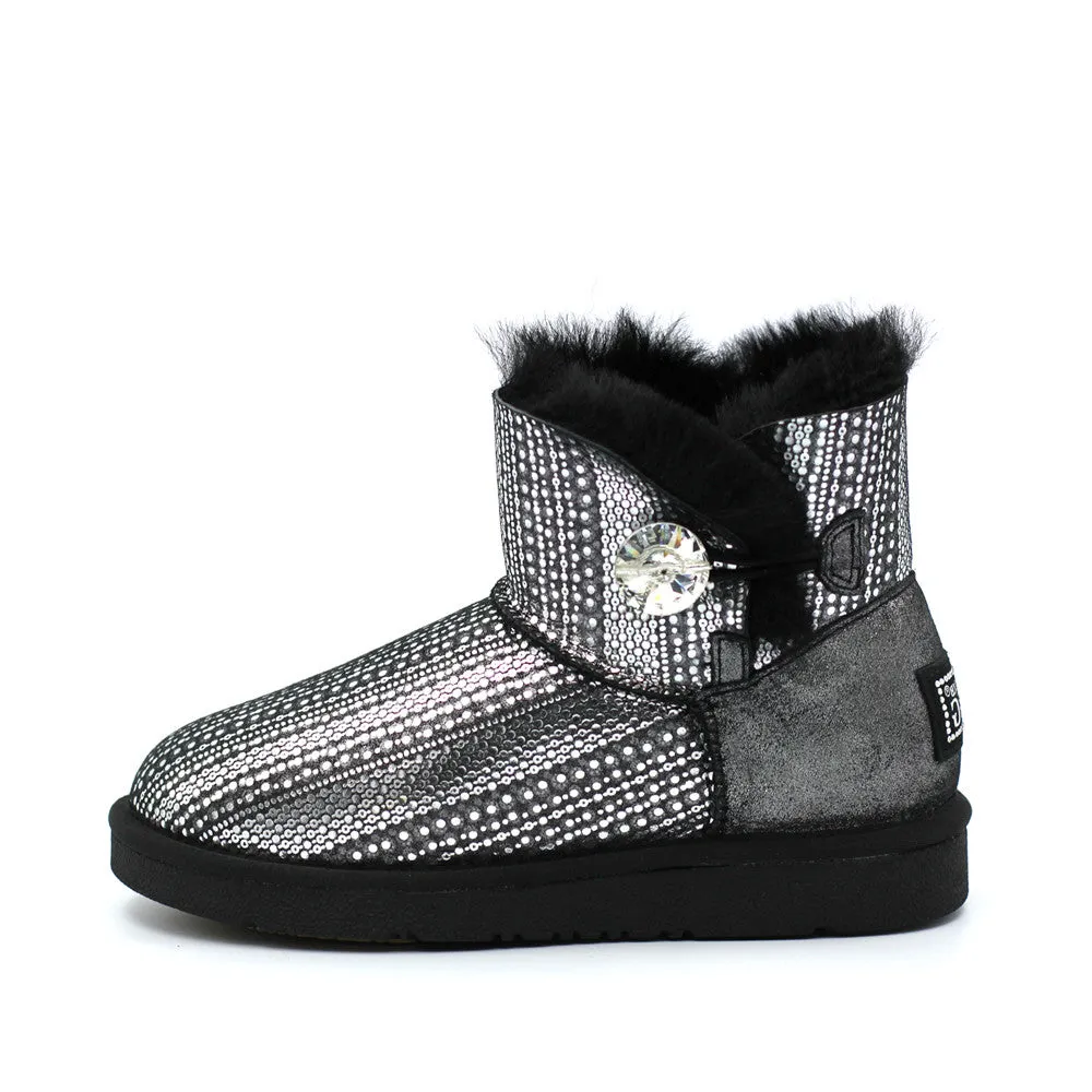 Crystal Dot Short Ugg Boot - Black