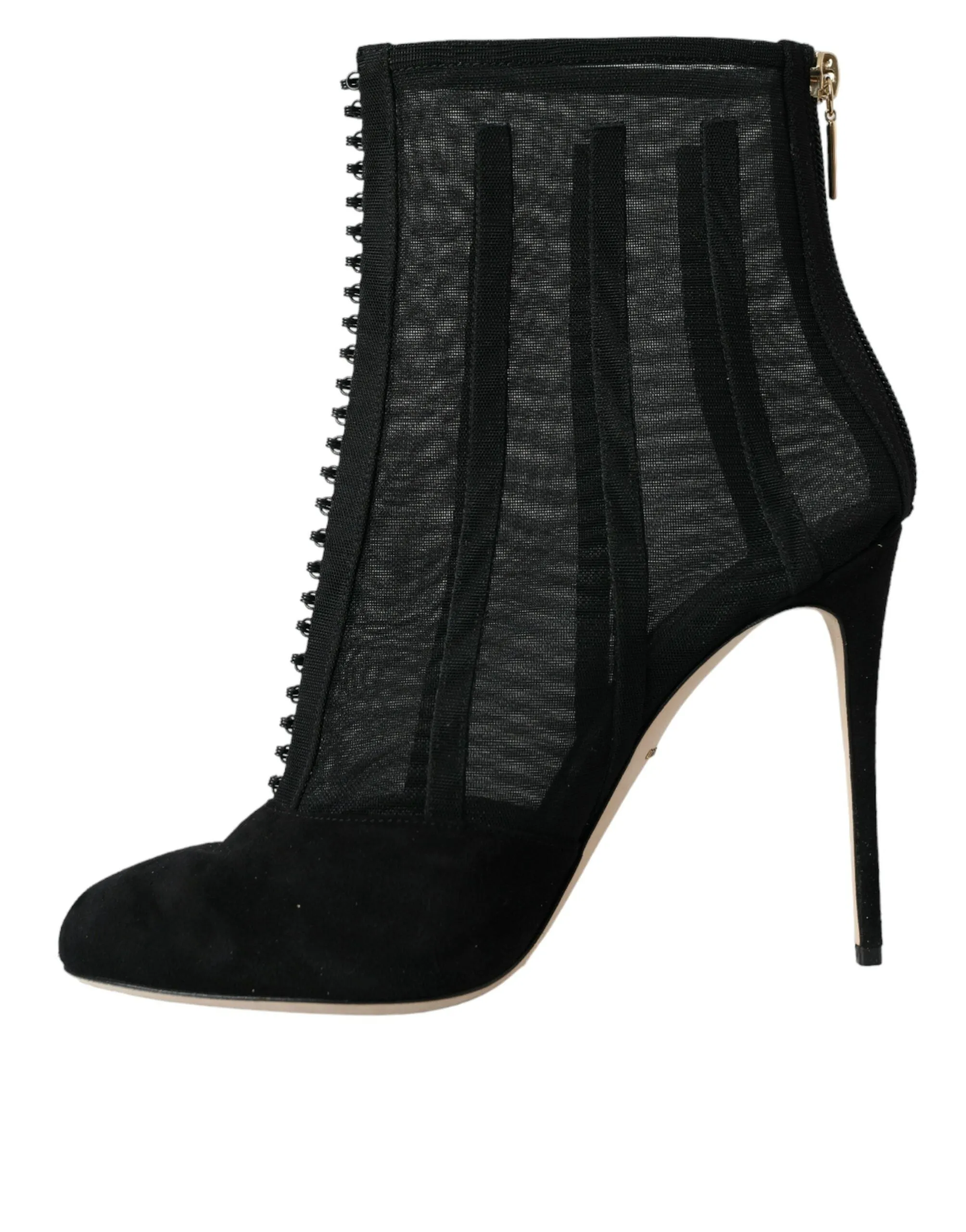 Dolce & Gabbana Black Mesh Stiletto Heels Ankle Boots Shoes