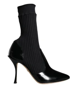 Dolce & Gabbana Black Stretch Sock Stilettos Booties