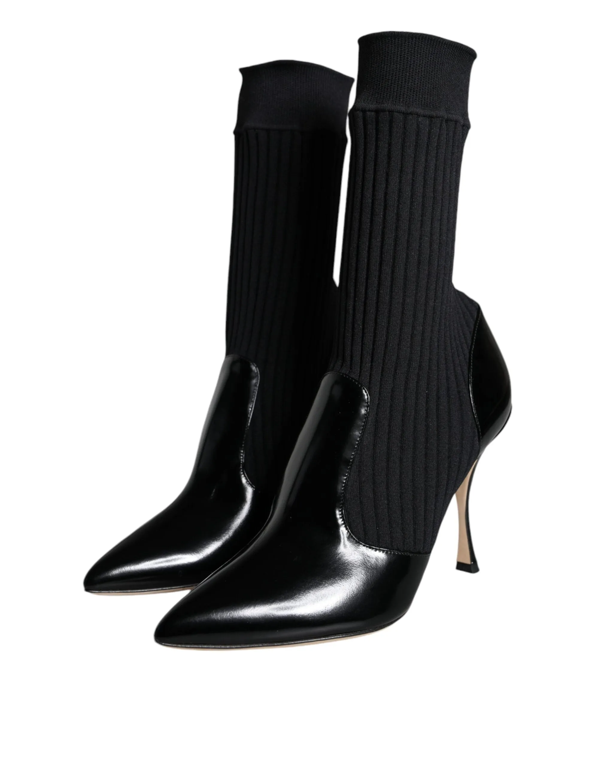 Dolce & Gabbana Black Stretch Sock Stilettos Booties