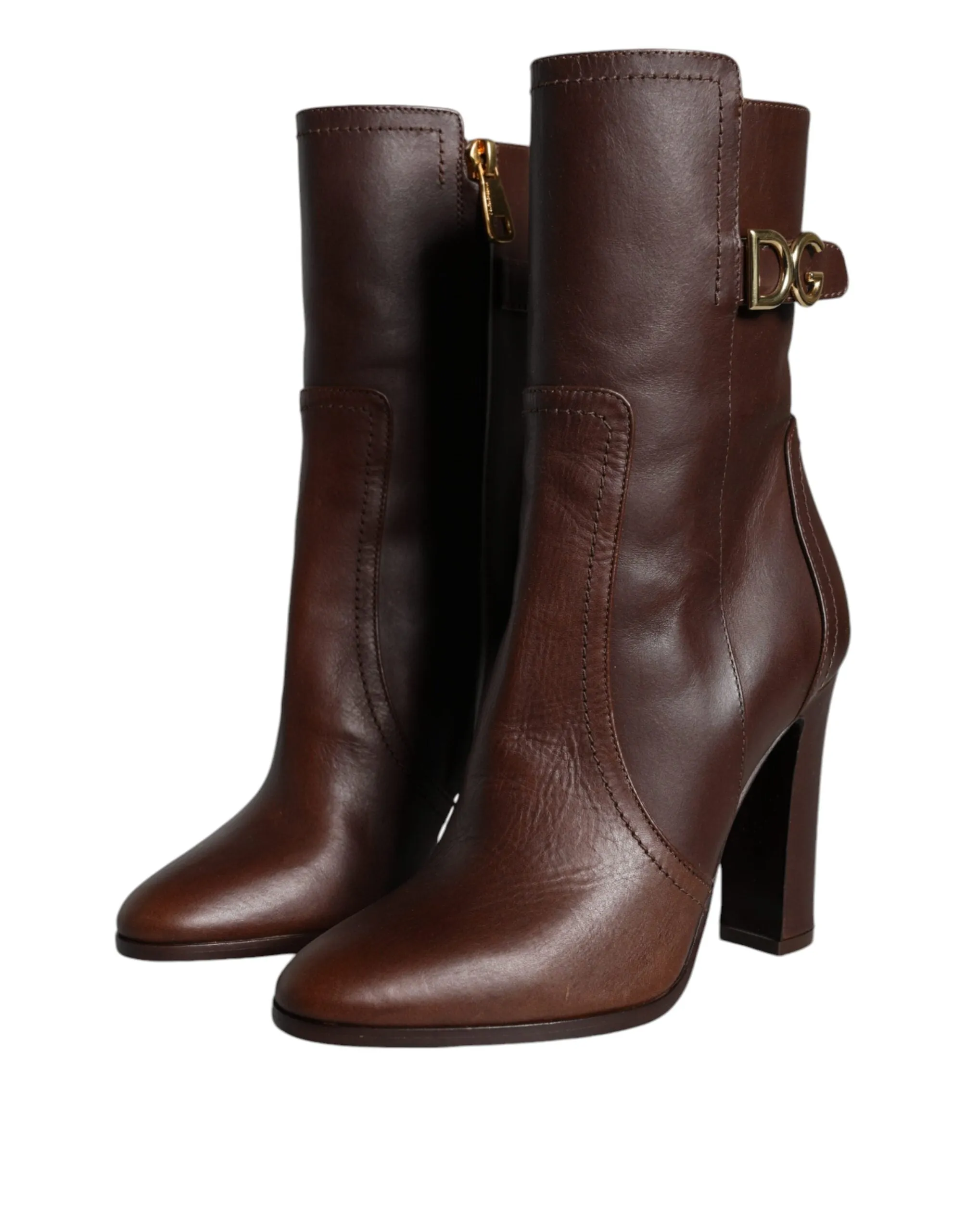 Dolce & Gabbana DG Logo Mid Calf Leather Boots