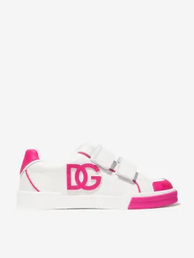 Dolce & Gabbana Girls Leather Velcro Trainers in White