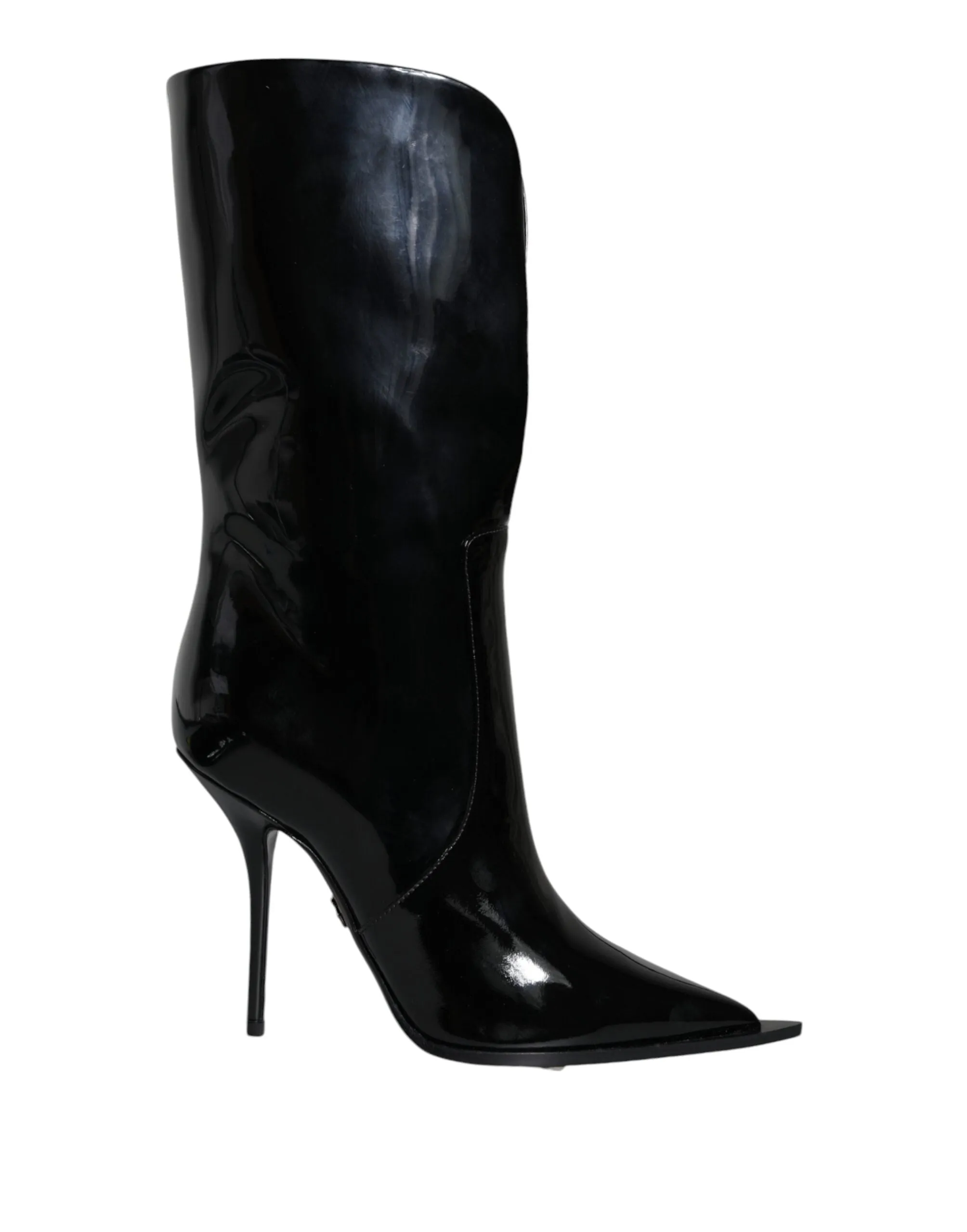 Dolce & Gabbana Mid Calf Boots In Patent Leather