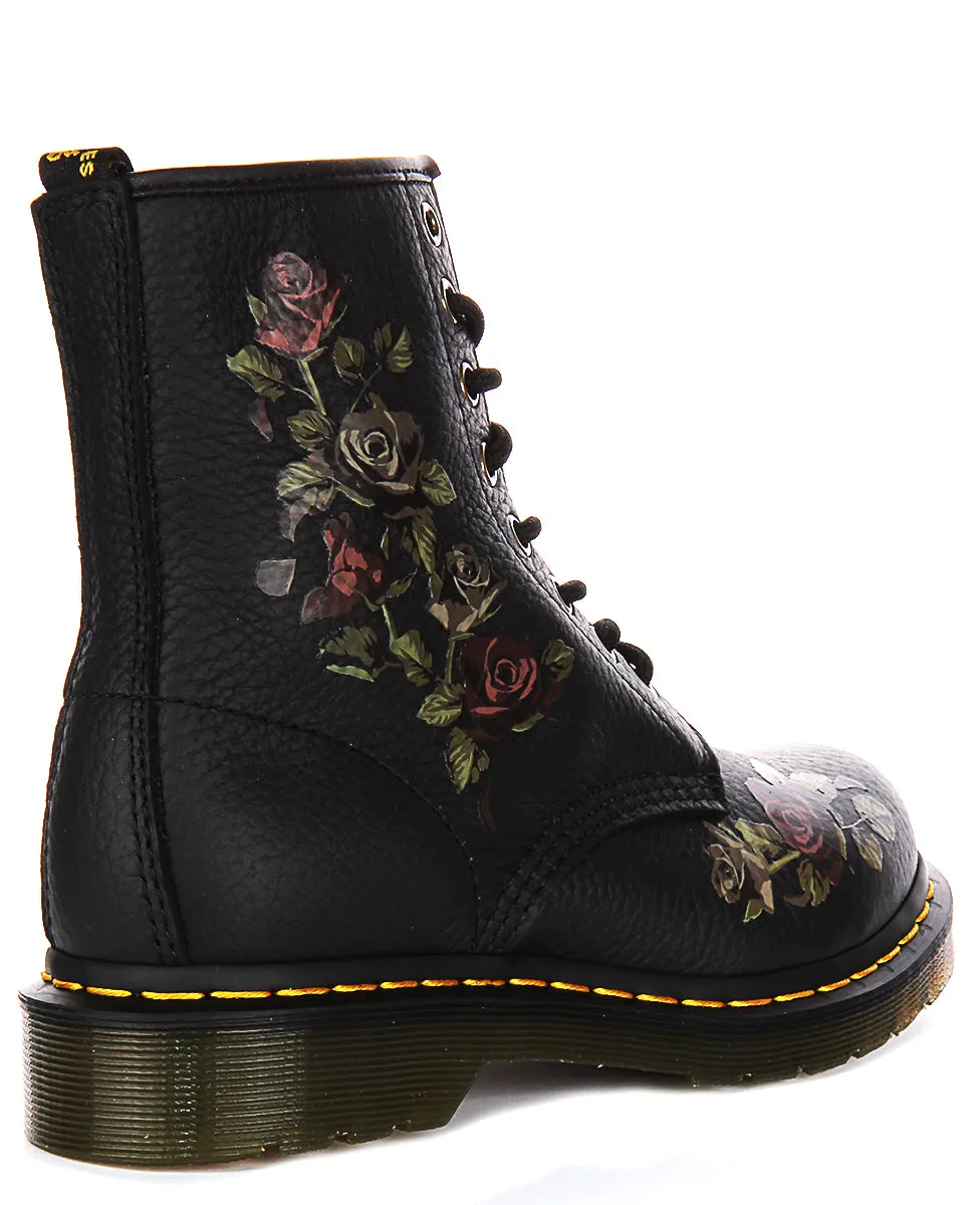 Dr Martens 1460 Decayed Flower In Black For Women