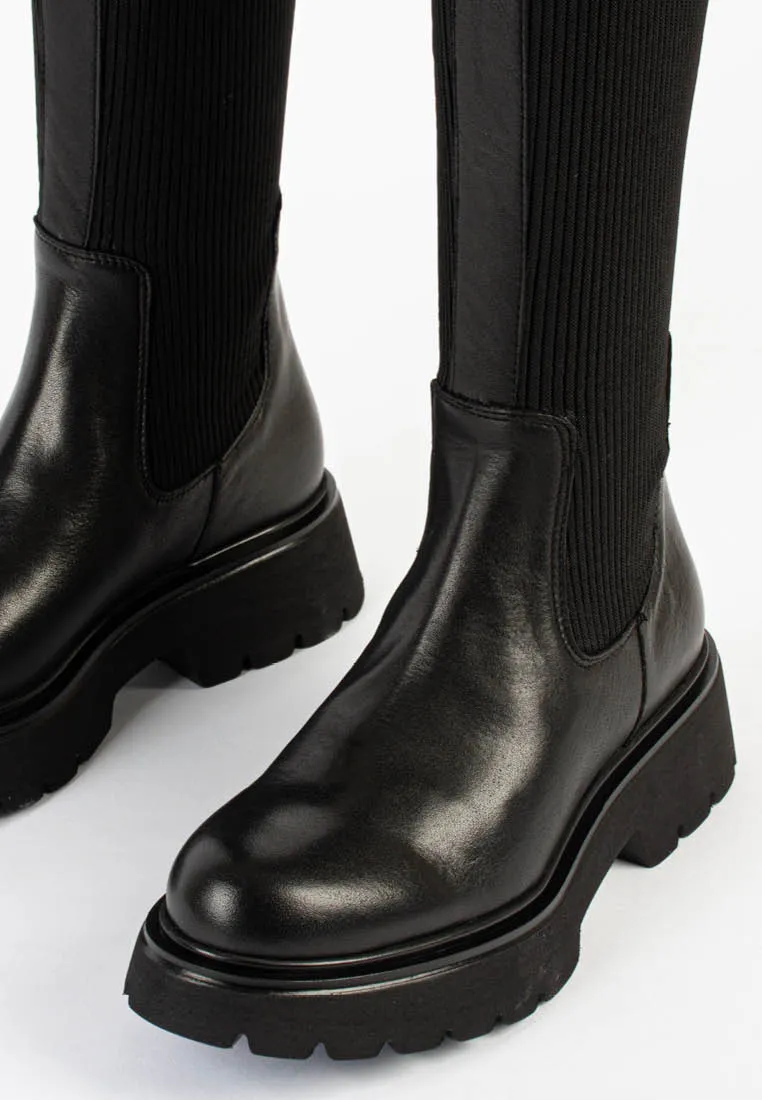 Electra Black High Chelsea Boots