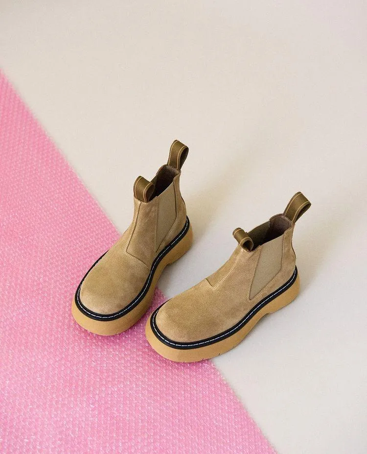 Ella Sand Suede Leather Chelsea Boots