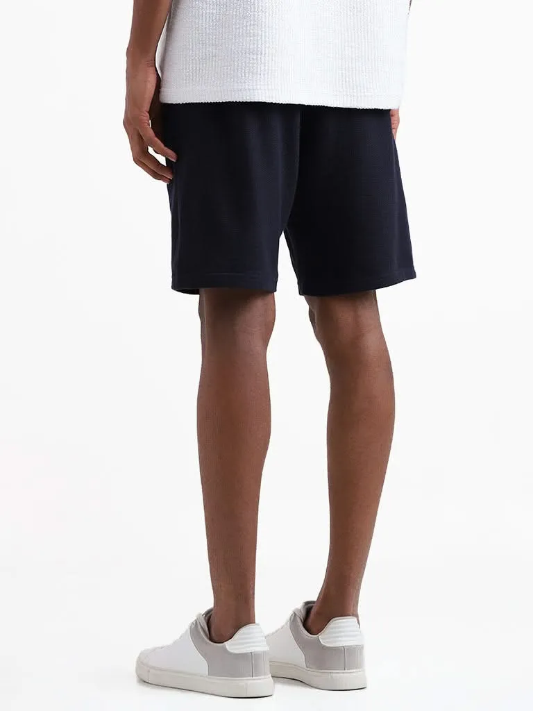 ETA Navy Cotton Slim-Fit Mid-Rise Shorts