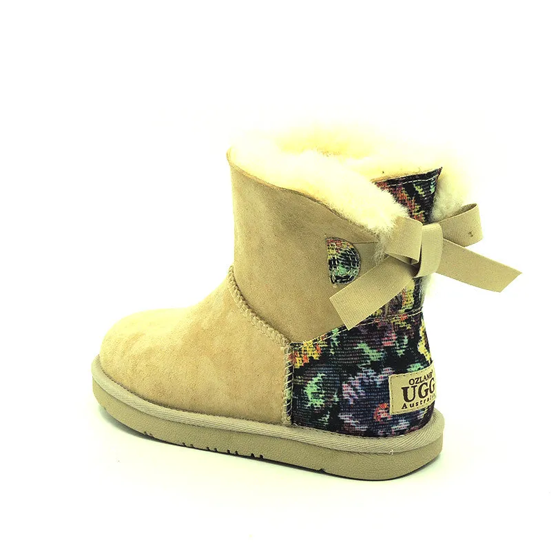 Fleur Back Bow Short Ugg Boot - Sand