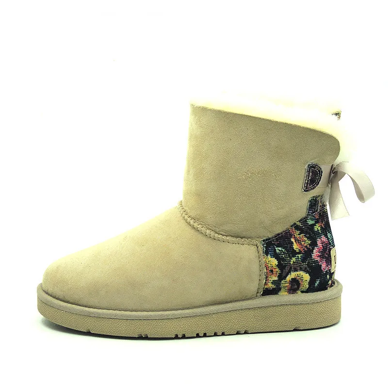 Fleur Back Bow Short Ugg Boot - Sand