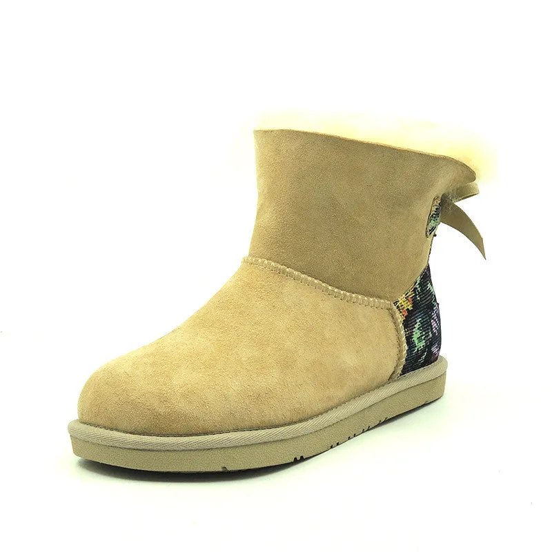 Fleur Back Bow Short Ugg Boot - Sand