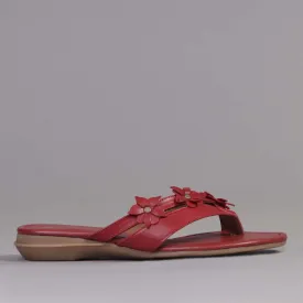 Flower thong sandal in Red - 12573