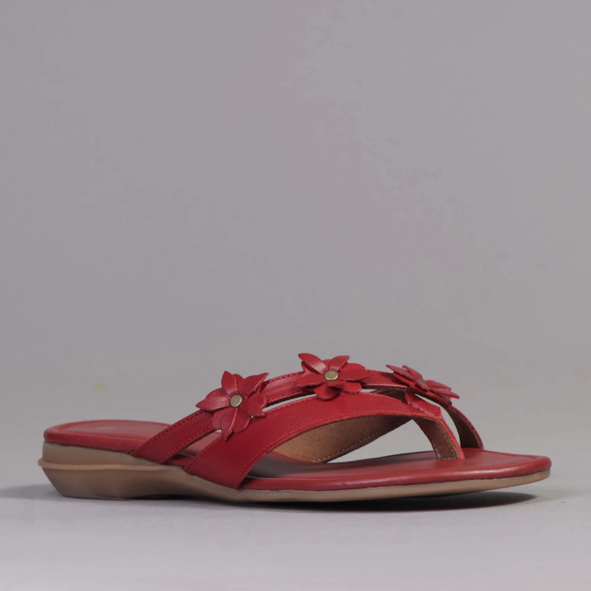 Flower thong sandal in Red - 12573