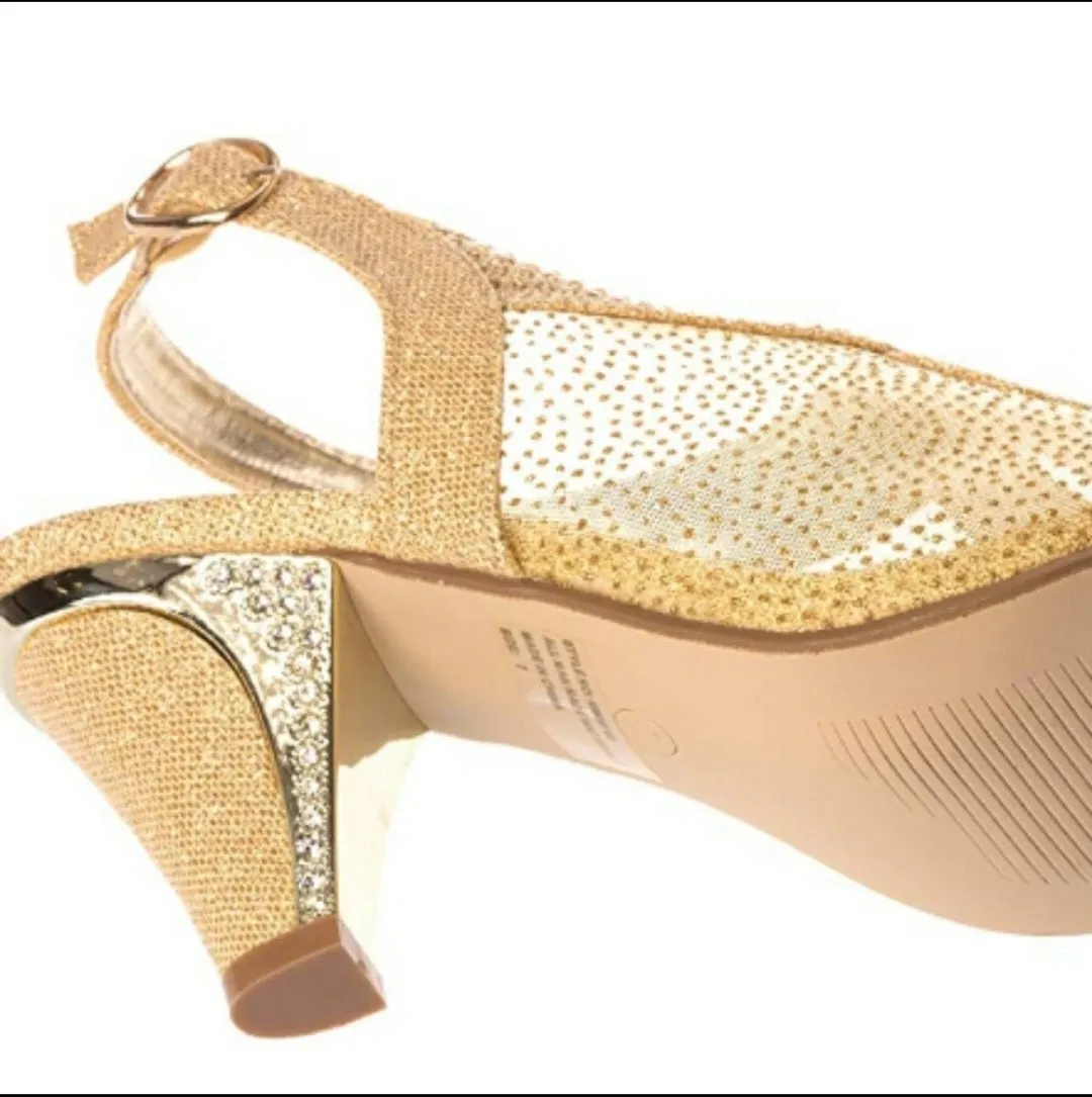 Girl's Gold Heeled Shoes