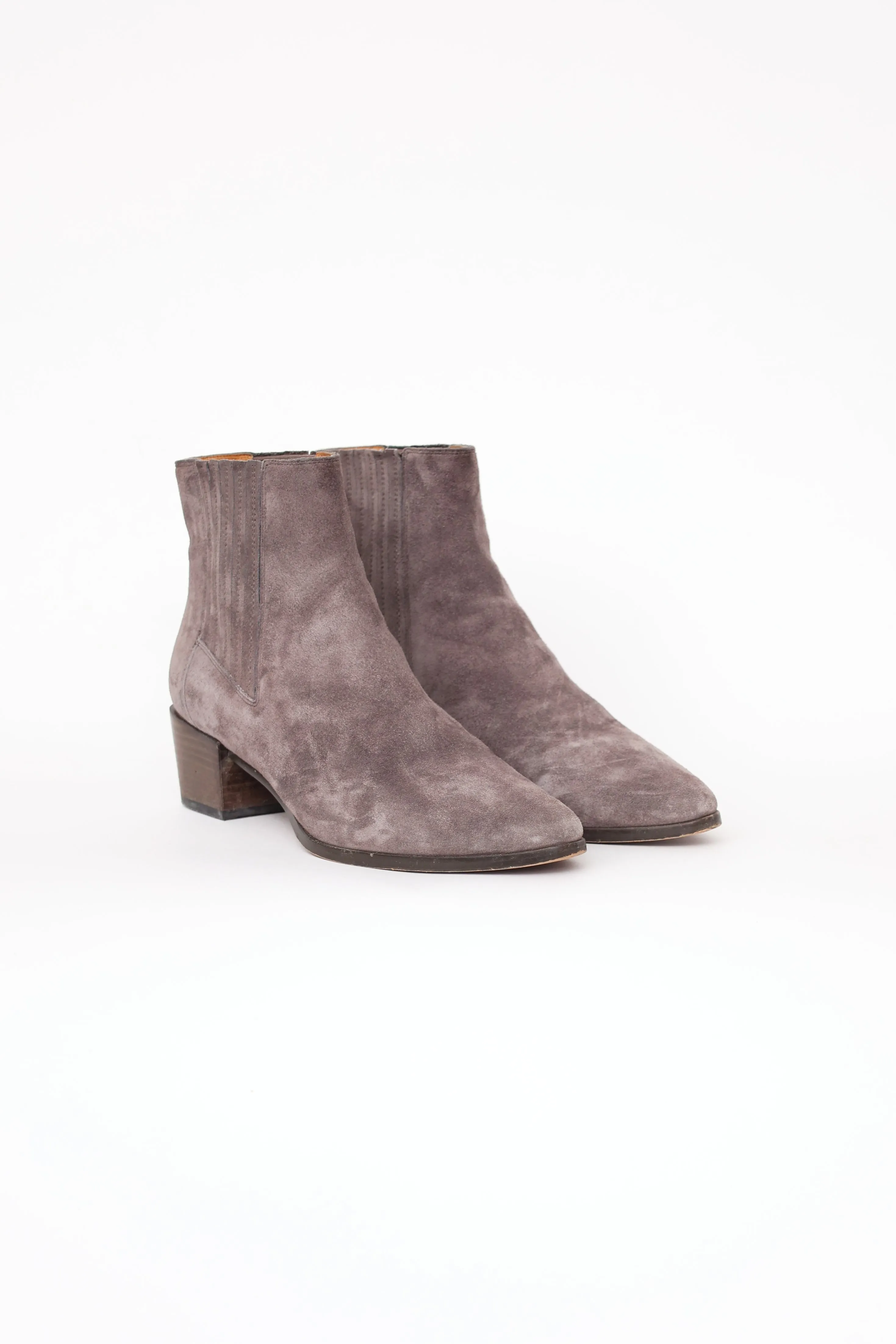 Grey Suede Chelsea Ankle Boot