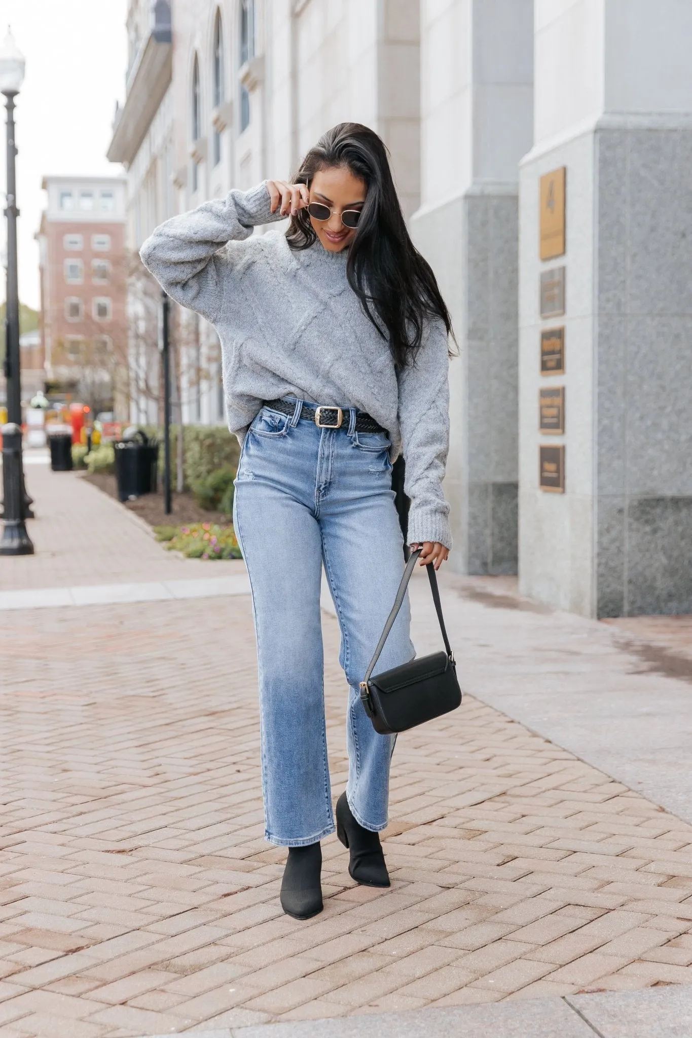 Grey Textured Mock Neck Sweater - FINAL SALE