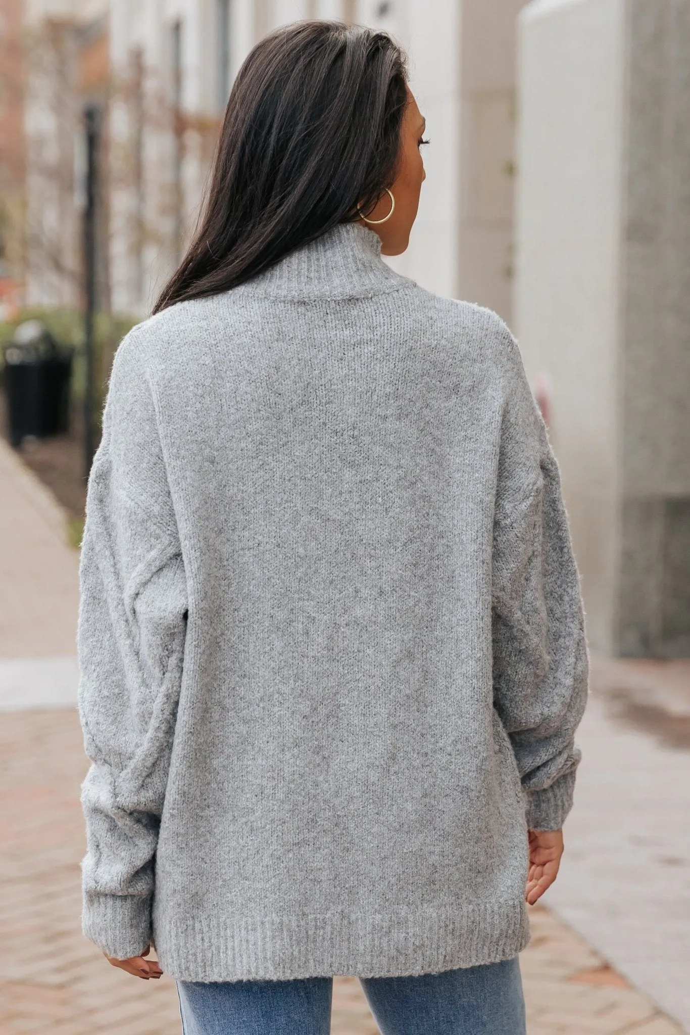 Grey Textured Mock Neck Sweater - FINAL SALE