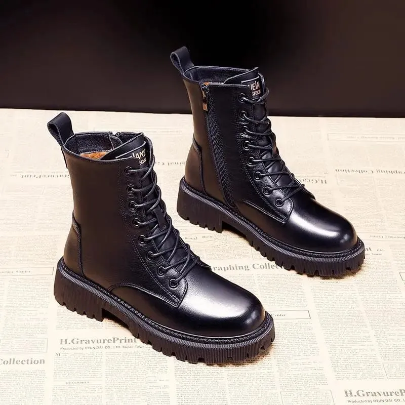 HANNAH™ | BLACK VEGAN LEATHER BOOTS FOR FALL AND WINTER