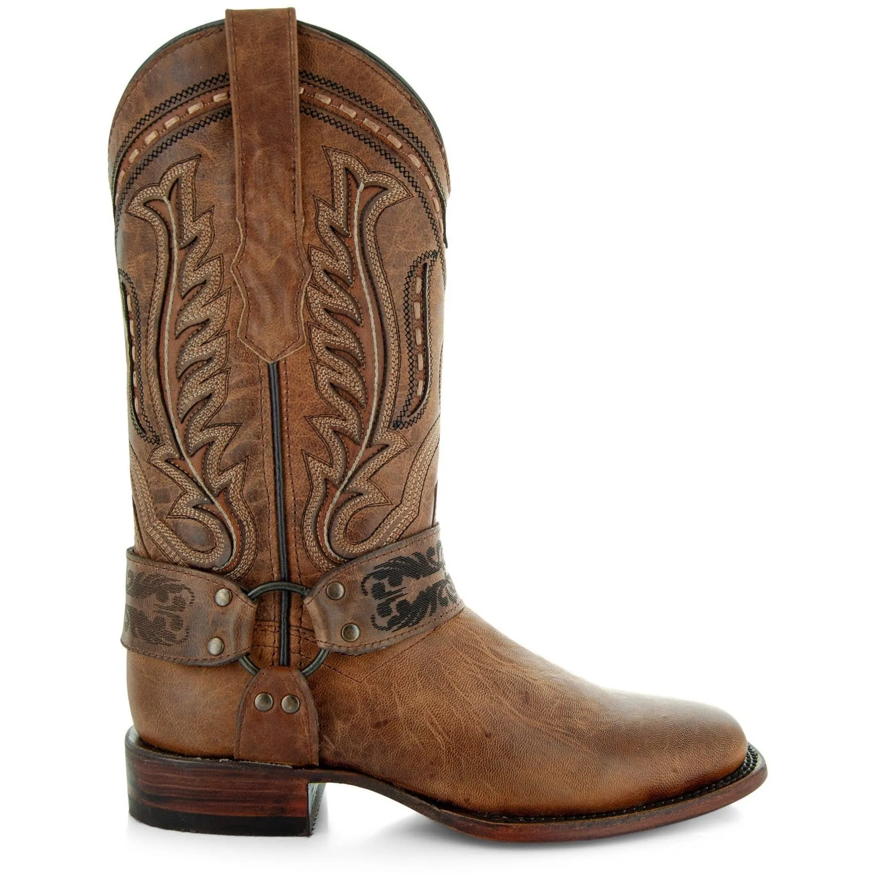 Harness Cowgirl Boots | Tan Leather Cowgirl Boots (M50038)