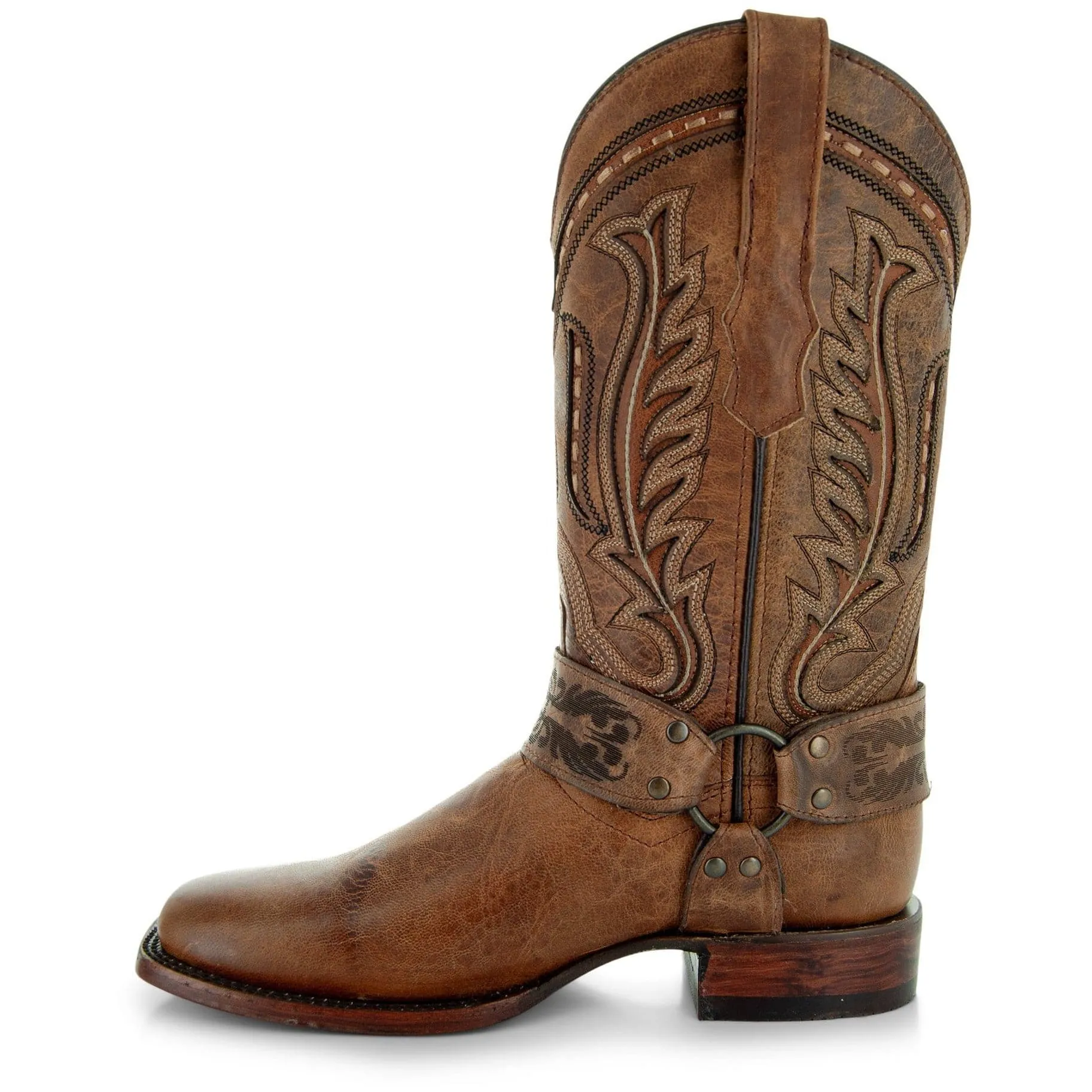 Harness Cowgirl Boots | Tan Leather Cowgirl Boots (M50038)