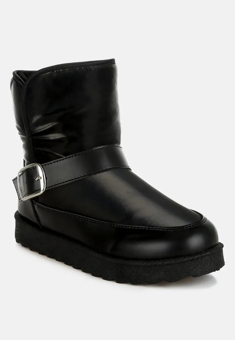 Jammy Buckle Strap Puffy Ankle Boots