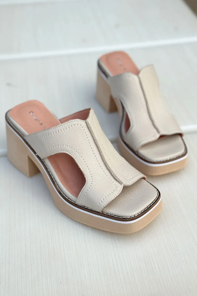 Jirra Vanilla Leather Mules