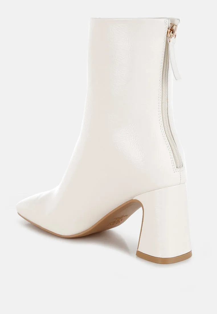 Kostaka Patent Square Toe Ankle Boots